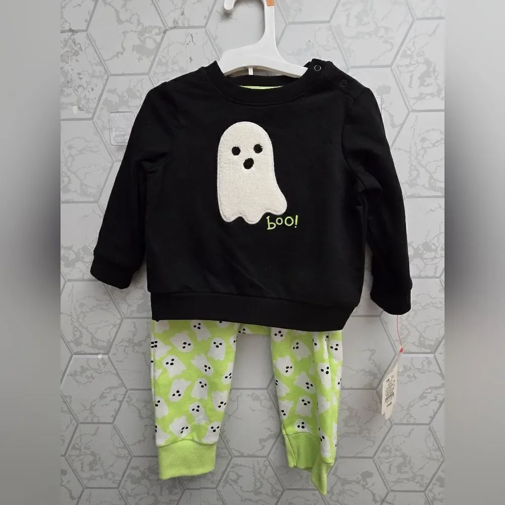 Baby Cat & Jack Halloween Ghost Graphic Long Sleeve Sweatshirt 2pc set